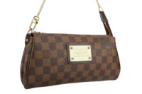 0225. Louis Vuitton Damier Ebene, Eva Clutch, Gold Hardware8