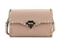 0227. Valentino Small Rock stud Grainy Calfskin Crossbody Bag, Gold Hardware1