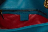 0228. Gucci Marmont Velvet Blue Crossbody Bag, Gold Hardware12