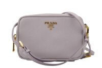 0238. Prada Saffiano Mini Camera Crossbody, Lavender, Gold Hardware1