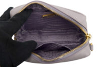 0238. Prada Saffiano Mini Camera Crossbody, Lavender, Gold Hardware13