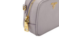 0238. Prada Saffiano Mini Camera Crossbody, Lavender, Gold Hardware9