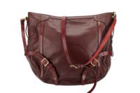 0241. Burberry Shoulder Bag Handbag, Burgundy, Leather, Gold Hardware5