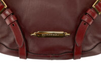 0241. Burberry Shoulder Bag Handbag, Burgundy, Leather, Gold Hardware7