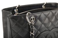 0243. Chanel Grand Shopping Tote in Black Caviar Leather, Silver Hardware6