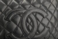 0243. Chanel Grand Shopping Tote in Black Caviar Leather, Silver Hardware8