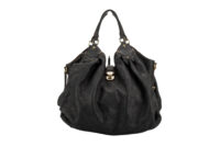 0244. Louis Vuitton, Black Mahina XL Shoulder Bag, Gold Hardware1