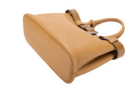 0123. Prada Buckle Medium Leather Handbag, Gold Hardware
