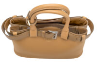 0123. Prada Buckle Medium Leather Handbag, Gold Hardware