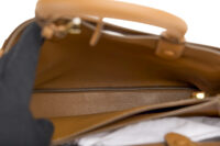 0123. Prada Buckle Medium Leather Handbag, Gold Hardware