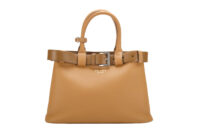 0123. Prada Buckle Medium Leather Handbag, Gold Hardware