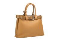 0123. Prada Buckle Medium Leather Handbag, Gold Hardware