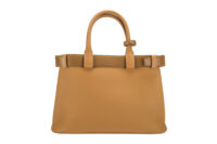 0123. Prada Buckle Medium Leather Handbag, Gold Hardware