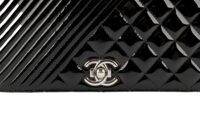 0254. Chanel Coco Boy Timeless Classic Flap bag, Patent Leather, Silver Hardware7