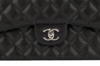 0255. Chanel Timeless Classic Jumbo Flap, Caviar, Silver Hardware