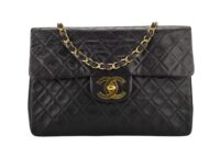 0269. Chanel Black Jumbo Vintage, Single Flap, Gold Hardware1