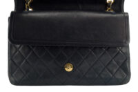0275. Chanel Vintage Double Flap, Black Leather, Gold Hardware