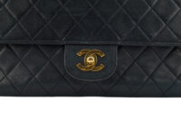 0275. Chanel Vintage Double Flap, Black Leather, Gold Hardware