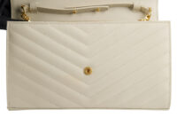 0278. YSL Monogram Matelassé, Cream White Leather, Gold Hardware7