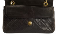 0279. Chanel Vintage Classic Double Flap, Black Lambskin, Gold Hardware11