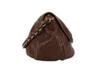 0281. Fendi Mia Brown Leather Shoulder Bag, Gold Hardware