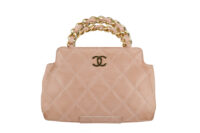 0282. Chanel Pink Lambskin CC Quilted Mini Handle Bag, Gold Hardware3