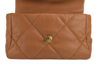 0295. Chanel 19, Camel Colour, Leather Handbag, Gold and Silver Hardware11