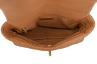 0295. Chanel 19, Camel Colour, Leather Handbag, Gold and Silver Hardware12