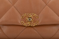 0295. Chanel 19, Camel Colour, Leather Handbag, Gold and Silver Hardware13