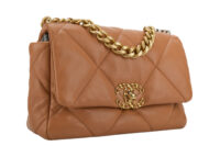 0295. Chanel 19, Camel Colour, Leather Handbag, Gold and Silver Hardware2