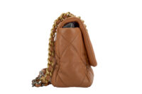 0295. Chanel 19, Camel Colour, Leather Handbag, Gold and Silver Hardware3