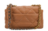 0295. Chanel 19, Camel Colour, Leather Handbag, Gold and Silver Hardware4