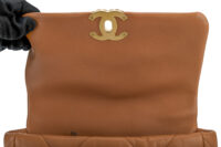 0295. Chanel 19, Camel Colour, Leather Handbag, Gold and Silver Hardware6