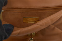 0295. Chanel 19, Camel Colour, Leather Handbag, Gold and Silver Hardware7