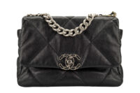 0296. Chanel 19, Black Lambskin Leather Handbag, Gold and Silver Hardware1