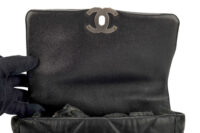 0296. Chanel 19, Black Lambskin Leather Handbag, Gold and Silver Hardware10
