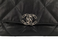 0296. Chanel 19, Black Lambskin Leather Handbag, Gold and Silver Hardware8