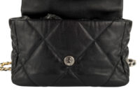 0296. Chanel 19, Black Lambskin Leather Handbag, Gold and Silver Hardware9