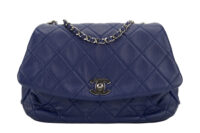 0305. Chanel Dumpling Fold Quilted Blue Flap Bag, Silver hardware1