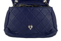 0305. Chanel Dumpling Fold Quilted Blue Flap Bag, Silver hardware10