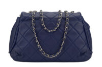0305. Chanel Dumpling Fold Quilted Blue Flap Bag, Silver hardware4