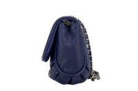 0305. Chanel Dumpling Fold Quilted Blue Flap Bag, Silver hardware5