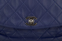 0305. Chanel Dumpling Fold Quilted Blue Flap Bag, Silver hardware7