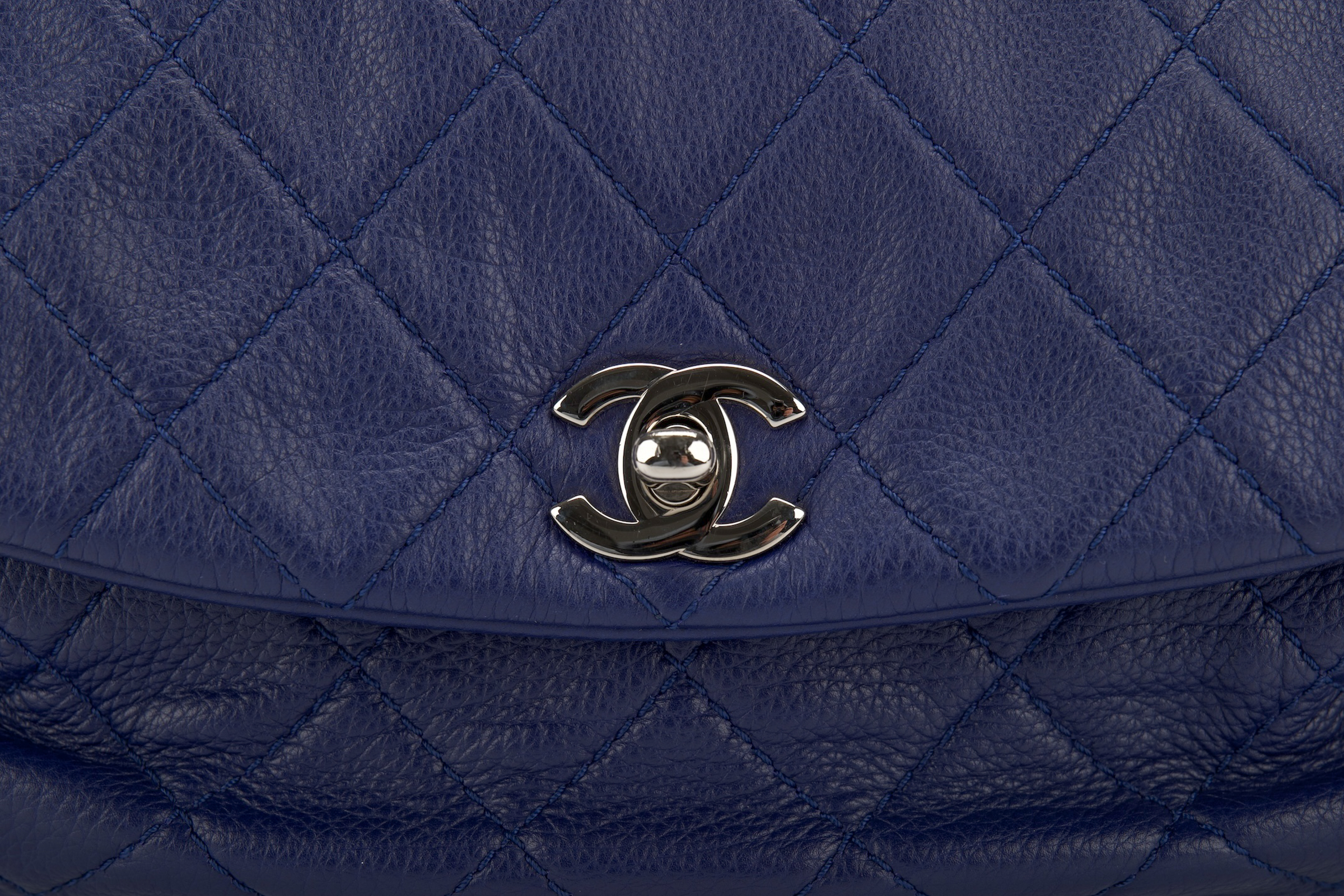 0305. Chanel Dumpling Fold Quilted Blue Flap Bag, Silver hardware7