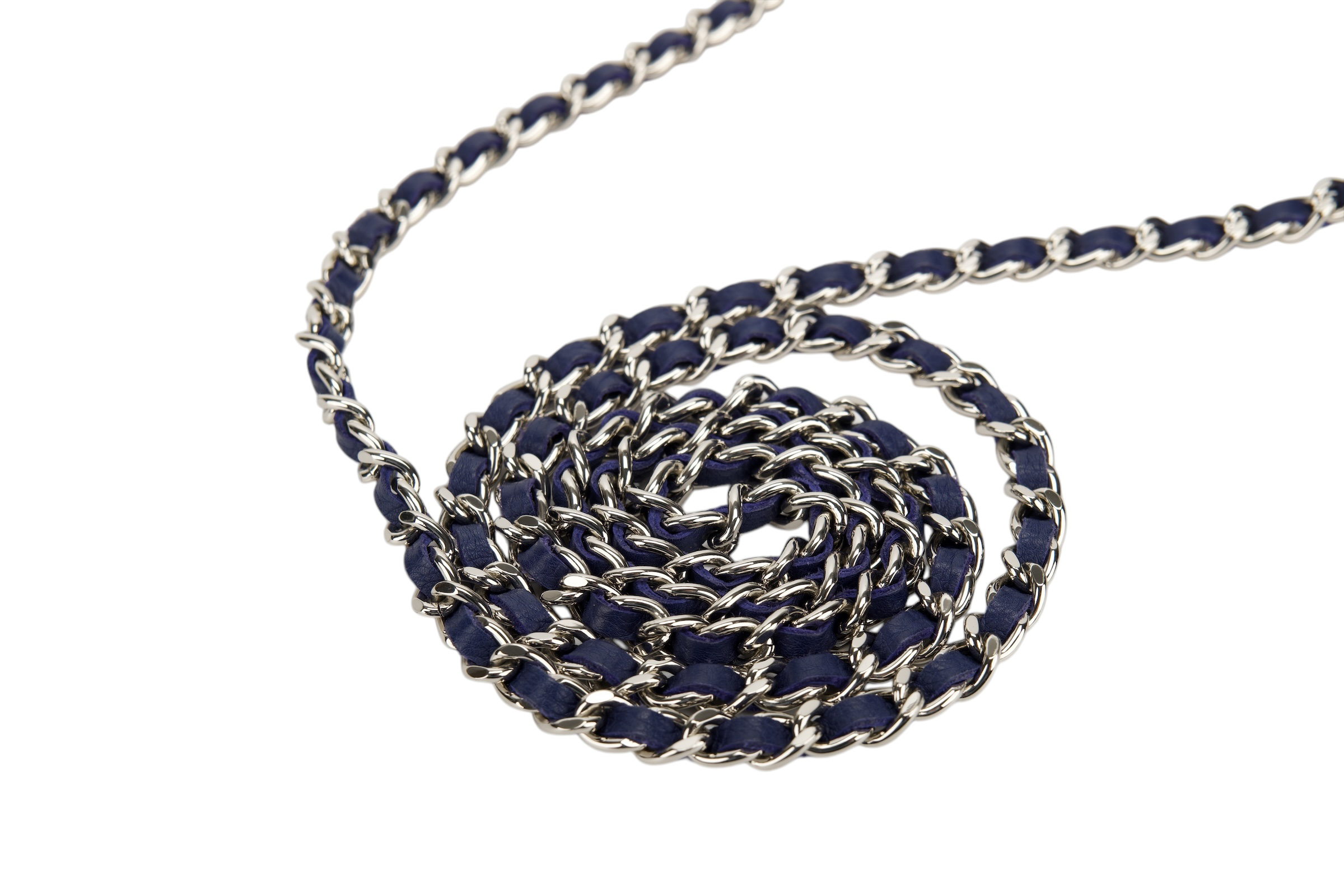 0305. Chanel Dumpling Fold Quilted Blue Flap Bag, Silver hardware9