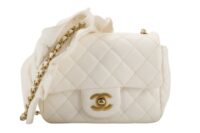 0319. Chanel Mini Romance White Quilted Leather Flap Bag, Gold Hardware1