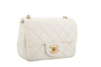 0319. Chanel Mini Romance White Quilted Leather Flap Bag, Gold Hardware2