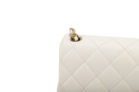 0319. Chanel Mini Romance White Quilted Leather Flap Bag, Gold Hardware7
