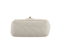 0319. Chanel Mini Romance White Quilted Leather Flap Bag, Gold Hardware8