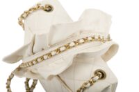 0319. Chanel Mini Romance White Quilted Leather Flap Bag, Gold Hardware9